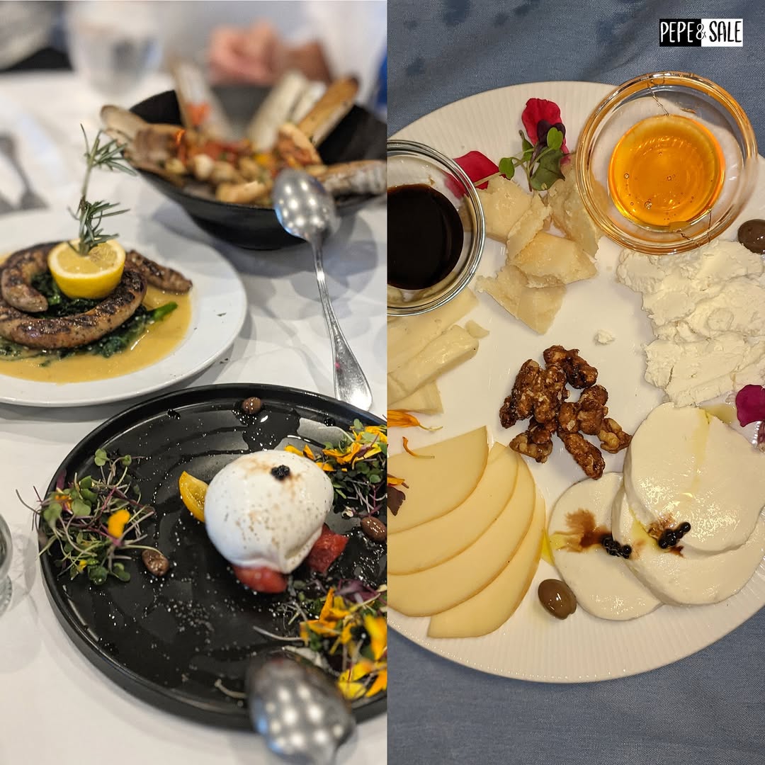 A collage of signature dishes from the Pepe & Sale menu.