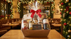 A festive holiday gift setting with a Pepe & Sale gift card. | Black Friday Deals Stuart FL