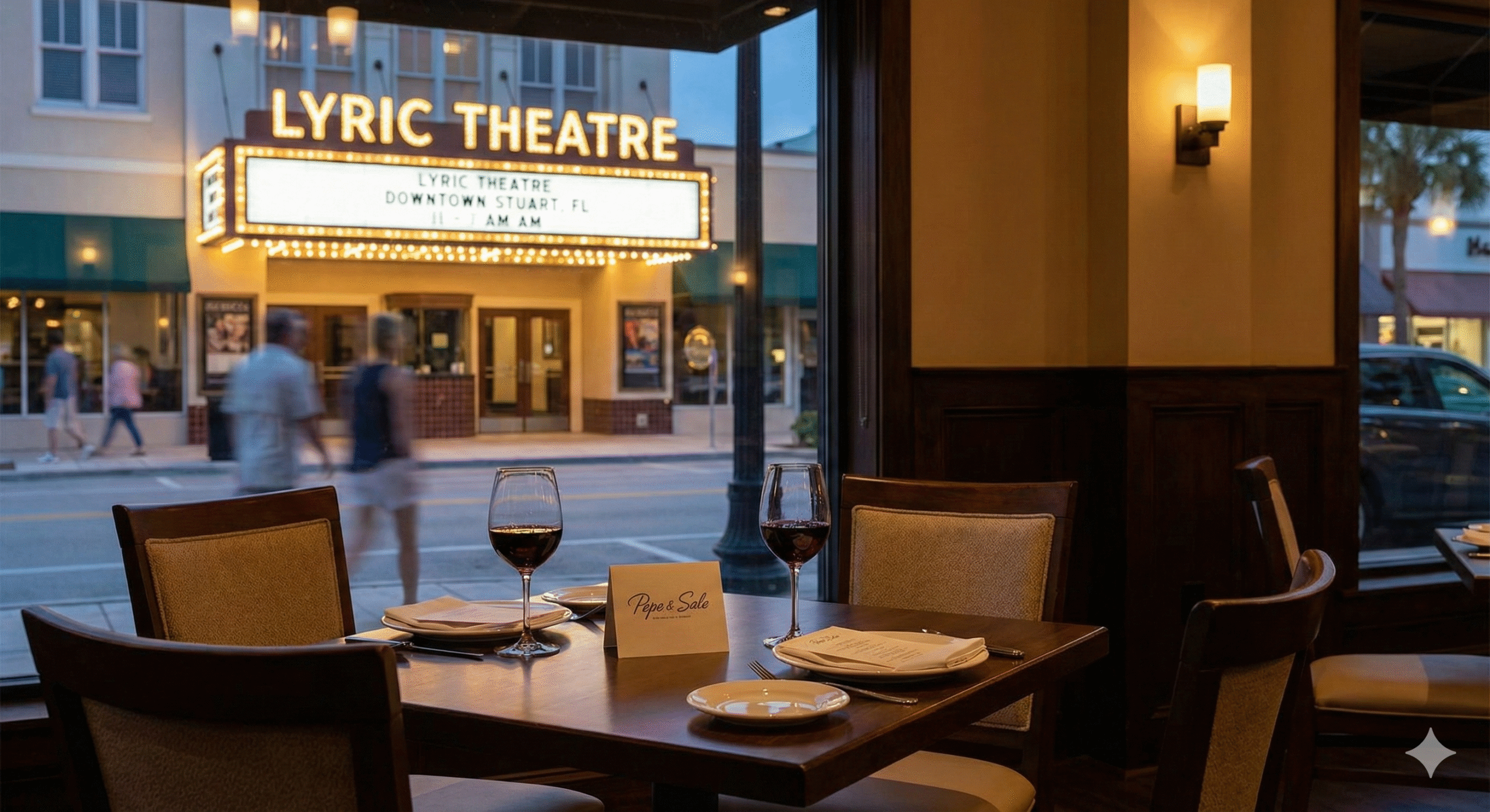 An elegant table setting for pre-theater dining at Pepe & Sale near the Lyric Theatre.