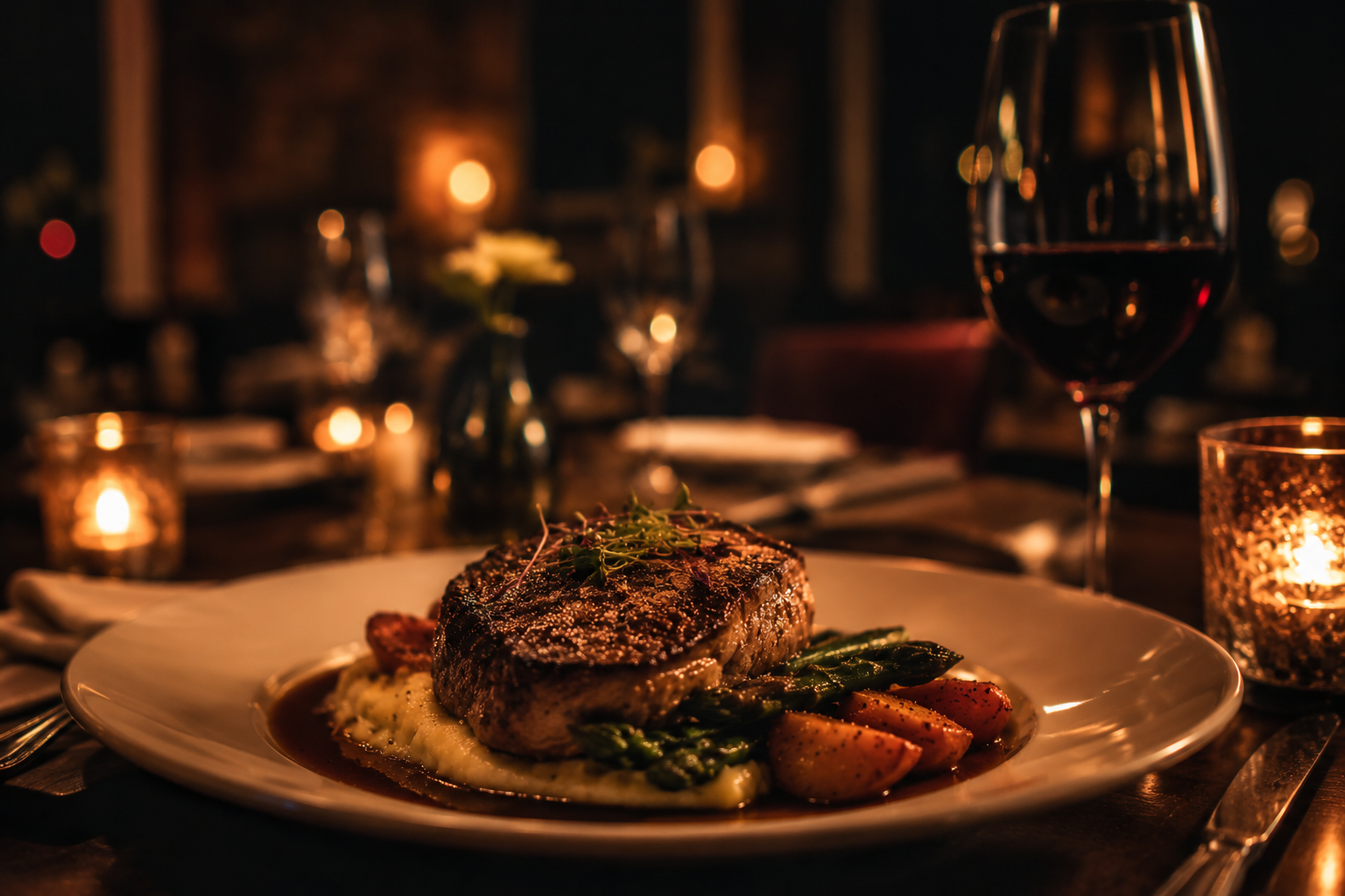 The warm, white-tablecloth atmosphere of Pepe & Sale, setting the ultimate evening benchmark for dinner in Stuart, FL.